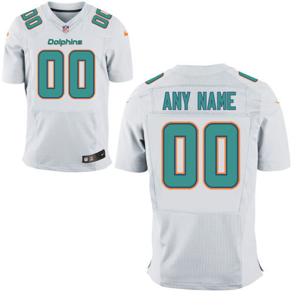 Nike Miami Dolphins Customized White Stitched Elite Men's NFL Jersey - Click Image to Close